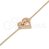 Sterling Silver Fancy Bracelet, Heart and Mom Design, with White Cubic Zirconia, Polished, Rose Gold Finish, 03.336.0038.1.07 (01 MM Thickness, 7 Inches Length)