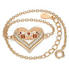 Sterling Silver Fancy Bracelet, Heart and Mom Design, with White Cubic Zirconia, Polished, Rose Gold Finish, 03.336.0038.1.07 (01 MM Thickness, 7 Inches Length)
