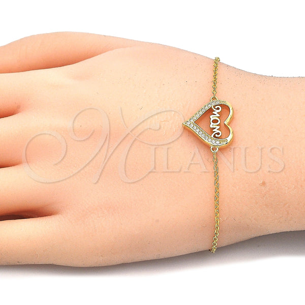 Sterling Silver Bracelet — Fancy Bracelet Heart and Mom Design with White — alternate product view — SKU 125902 | Plata 925 brazalete — elegante Bracelet corazón and Mom diseño with blanco — SKU 125902