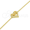 Sterling Silver Fancy Bracelet, Heart and Mom Design, with White Cubic Zirconia, Polished, Golden Finish, 03.336.0038.2.07 (01 MM Thickness, 7 Inches Length)