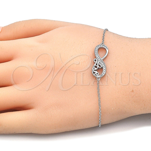 Sterling Silver Bracelet — Fancy Bracelet Infinite and Love Design with White — alternate product view — SKU 125903 | Plata 925 brazalete — elegante Bracelet Infinite and Love diseño with blanco — SKU 125903