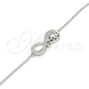 Sterling Silver Fancy Bracelet, Infinite and Love Design, with White Cubic Zirconia, Polished, Rhodium Finish, 03.336.0039.07 (01 MM Thickness, 7 Inches Length)