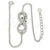 Sterling Silver Fancy Bracelet, Infinite and Love Design, with White Cubic Zirconia, Polished, Rhodium Finish, 03.336.0039.07 (01 MM Thickness, 7 Inches Length)