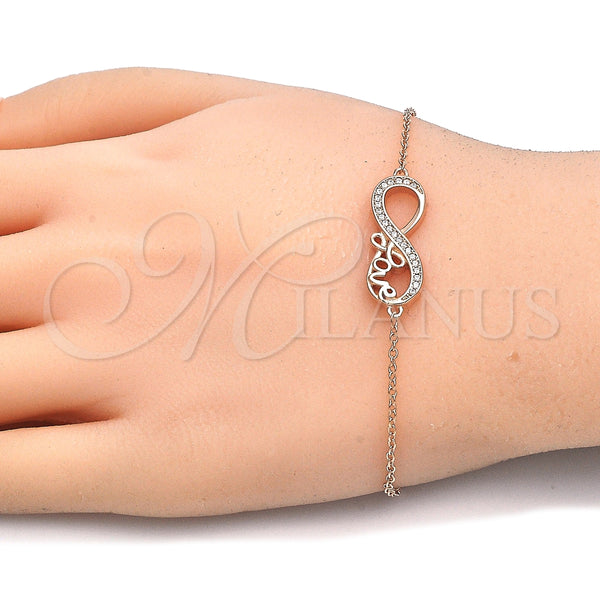 Sterling Silver Bracelet — Fancy Bracelet Infinite and Love Design with White — alternate product view — SKU 125904 | Plata 925 brazalete — elegante Bracelet Infinite and Love diseño with blanco — SKU 125904