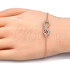 Sterling Silver Fancy Bracelet, Infinite and Love Design, with White Cubic Zirconia, Polished, Rose Gold Finish, 03.336.0039.1.07 (02 MM Thickness, 7 Inches Length)