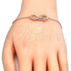 Sterling Silver Fancy Bracelet, Infinite and Love Design, with White Cubic Zirconia, Polished, Rose Gold Finish, 03.336.0039.1.07 (02 MM Thickness, 7 Inches Length)