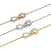 Sterling Silver Fancy Bracelet, Infinite and Love Design, with White Cubic Zirconia, Polished, Rose Gold Finish, 03.336.0039.1.07 (02 MM Thickness, 7 Inches Length)