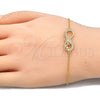 Sterling Silver Fancy Bracelet, Infinite and Love Design, with White Cubic Zirconia, Polished, Golden Finish, 03.336.0039.2.07 (01 MM Thickness, 7 Inches Length)