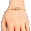 Sterling Silver Fancy Bracelet, Infinite and Love Design, with White Cubic Zirconia, Polished, Golden Finish, 03.336.0039.2.07 (01 MM Thickness, 7 Inches Length)
