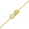 Sterling Silver Fancy Bracelet, Infinite and Love Design, with White Cubic Zirconia, Polished, Golden Finish, 03.336.0039.2.07 (01 MM Thickness, 7 Inches Length)