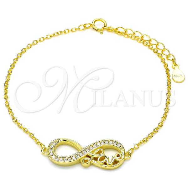 Sterling Silver Bracelet — Fancy Bracelet Infinite and Love Design with White — main product view — SKU 125905 | Plata 925 brazalete — elegante Bracelet Infinite and Love diseño with blanco — SKU 125905