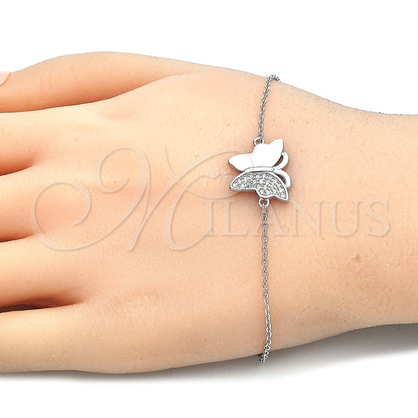 Sterling Silver Bracelet — Fancy Bracelet Butterfly Design with White Micro Pave — alternate product view — SKU 125906 | Plata 925 brazalete — elegante Bracelet Butterfly diseño with blanco Micro Pave — SKU 125906
