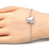 Sterling Silver Fancy Bracelet, Butterfly Design, with White Micro Pave, Polished, Rhodium Finish, 03.336.0040.07 (01 MM Thickness, 7 Inches Length)