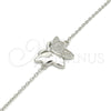 Sterling Silver Fancy Bracelet, Butterfly Design, with White Micro Pave, Polished, Rhodium Finish, 03.336.0040.07 (01 MM Thickness, 7 Inches Length)