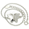 Sterling Silver Fancy Bracelet, Butterfly Design, with White Micro Pave, Polished, Rhodium Finish, 03.336.0040.07 (01 MM Thickness, 7 Inches Length)