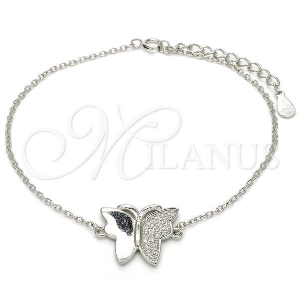 Sterling Silver Bracelet — Fancy Bracelet Butterfly Design with White Micro Pave — main product view — SKU 125906 | Plata 925 brazalete — elegante Bracelet Butterfly diseño with blanco Micro Pave — SKU 125906