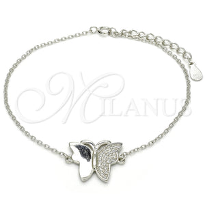 Sterling Silver Bracelet — Fancy Bracelet Butterfly Design with White Micro Pave — main product view — SKU 125906 | Plata 925 brazalete — elegante Bracelet Butterfly diseño with blanco Micro Pave — SKU 125906