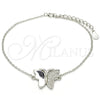 Sterling Silver Fancy Bracelet, Butterfly Design, with White Micro Pave, Polished, Rhodium Finish, 03.336.0040.07 (01 MM Thickness, 7 Inches Length)