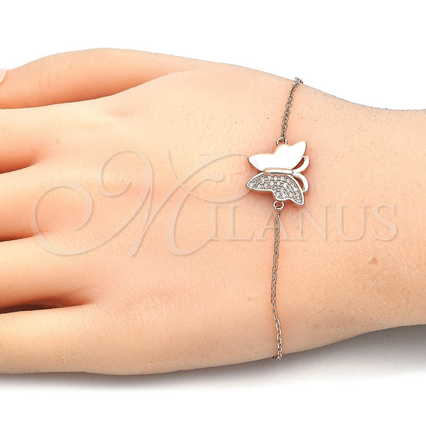 Sterling Silver Bracelet — Fancy Bracelet Butterfly Design with White Micro Pave — alternate product view — SKU 125907 | Plata 925 brazalete — elegante Bracelet Butterfly diseño with blanco Micro Pave — SKU 125907
