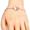 Sterling Silver Fancy Bracelet, Butterfly Design, with White Micro Pave, Polished, Rose Gold Finish, 03.336.0040.1.07 (01 MM Thickness, 7 Inches Length)
