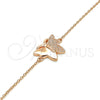 Sterling Silver Fancy Bracelet, Butterfly Design, with White Micro Pave, Polished, Rose Gold Finish, 03.336.0040.1.07 (01 MM Thickness, 7 Inches Length)