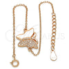 Sterling Silver Fancy Bracelet, Butterfly Design, with White Micro Pave, Polished, Rose Gold Finish, 03.336.0040.1.07 (01 MM Thickness, 7 Inches Length)
