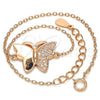 Sterling Silver Fancy Bracelet, Butterfly Design, with White Micro Pave, Polished, Rose Gold Finish, 03.336.0040.1.07 (01 MM Thickness, 7 Inches Length)