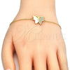 Sterling Silver Fancy Bracelet, Butterfly Design, with White Micro Pave, Polished, Golden Finish, 03.336.0040.2.07 (01 MM Thickness, 7 Inches Length)