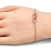 Sterling Silver Fancy Bracelet, Infinite Design, with White Cubic Zirconia, Polished, Rose Gold Finish, 03.336.0041.1.07 (01 MM Thickness, 7 Inches Length)