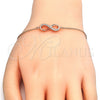 Sterling Silver Fancy Bracelet, Infinite Design, with White Cubic Zirconia, Polished, Rose Gold Finish, 03.336.0041.1.07 (01 MM Thickness, 7 Inches Length)