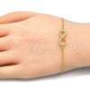 Sterling Silver Fancy Bracelet, Infinite Design, with White Cubic Zirconia, Polished, Golden Finish, 03.336.0041.2.07 (01 MM Thickness, 7 Inches Length)
