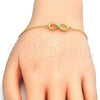 Sterling Silver Fancy Bracelet, Infinite Design, with White Cubic Zirconia, Polished, Golden Finish, 03.336.0041.2.07 (01 MM Thickness, 7 Inches Length)