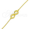 Sterling Silver Fancy Bracelet, Infinite Design, with White Cubic Zirconia, Polished, Golden Finish, 03.336.0041.2.07 (01 MM Thickness, 7 Inches Length)