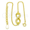 Sterling Silver Fancy Bracelet, Infinite Design, with White Cubic Zirconia, Polished, Golden Finish, 03.336.0041.2.07 (01 MM Thickness, 7 Inches Length)