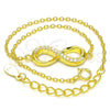 Sterling Silver Fancy Bracelet, Infinite Design, with White Cubic Zirconia, Polished, Golden Finish, 03.336.0041.2.07 (01 MM Thickness, 7 Inches Length)