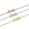 Sterling Silver Fancy Bracelet, Infinite Design, with White Cubic Zirconia, Polished, Golden Finish, 03.336.0041.2.07 (01 MM Thickness, 7 Inches Length)