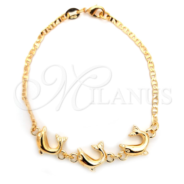 Gold Filled Bracelet — Fancy Bracelet Dolphin and Mariner Design Polished 03.32. — main product view — SKU 125920 | Oro Laminado brazalete — elegante Bracelet Dolphin and Mariner diseño pulido 03.32. — SKU 125920