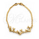 Oro Laminado Fancy Bracelet, Gold Filled Style Dolphin and Mariner Design, Polished, Golden Finish, 03.32.0154 (04 MM Thickness, 7 Inches Length)