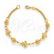 Oro Laminado Fancy Bracelet, Gold Filled Style Turtle and Rolo Design, Polished, Golden Finish, 03.32.0155 (04 MM Thickness, 7 Inches Length)