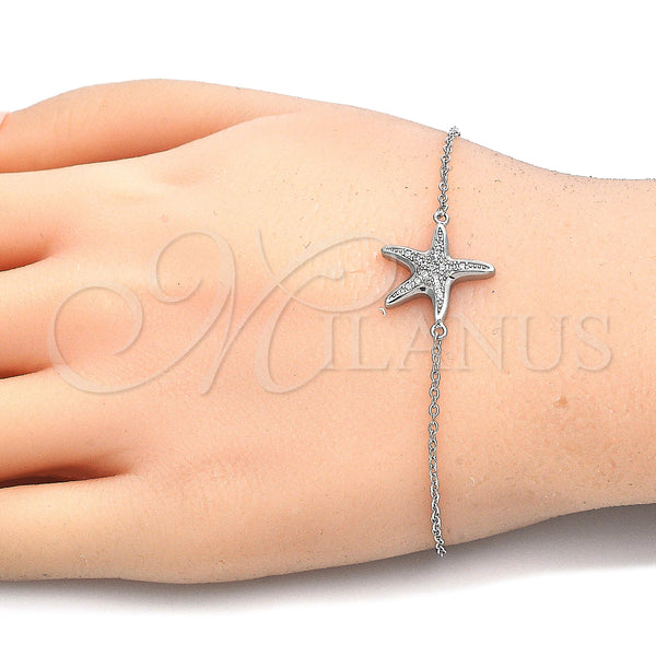 Sterling Silver Bracelet — Fancy Bracelet with White Micro Pave Polished 03. — alternate product view — SKU 125930 | Plata 925 brazalete — elegante Bracelet with blanco Micro Pave pulido 03. — SKU 125930
