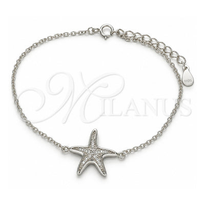 Sterling Silver Fancy Bracelet, with White Micro Pave, Polished, Rhodium Finish, 03.336.0043.07 (01 MM Thickness, 7 Inches Length)