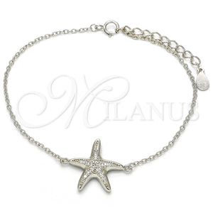 Sterling Silver Bracelet — Fancy Bracelet with White Micro Pave Polished 03. — main product view — SKU 125930 | Plata 925 brazalete — elegante Bracelet with blanco Micro Pave pulido 03. — SKU 125930