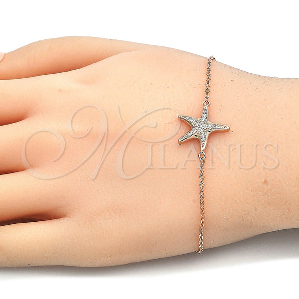 Sterling Silver Bracelet — Fancy Bracelet with White Micro Pave Polished Rose — alternate product view — SKU 125931 | Plata 925 brazalete — elegante Bracelet with blanco Micro Pave pulido Rose — SKU 125931