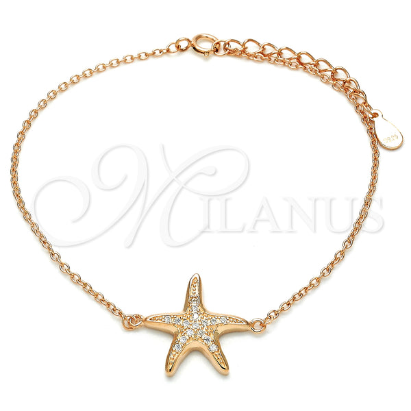 Sterling Silver Bracelet — Fancy Bracelet with White Micro Pave Polished Rose — main product view — SKU 125931 | Plata 925 brazalete — elegante Bracelet with blanco Micro Pave pulido Rose — SKU 125931