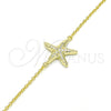 Sterling Silver Fancy Bracelet, with White Micro Pave, Polished, Golden Finish, 03.336.0043.2.07 (01 MM Thickness, 7 Inches Length)