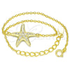 Sterling Silver Fancy Bracelet, with White Micro Pave, Polished, Golden Finish, 03.336.0043.2.07 (01 MM Thickness, 7 Inches Length)