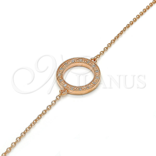 Sterling Silver Bracelet — Fancy Bracelet with White Micro Pave Polished Rose — main product view — SKU 125934 | Plata 925 brazalete — elegante Bracelet with blanco Micro Pave pulido Rose — SKU 125934