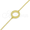 Sterling Silver Fancy Bracelet, with White Micro Pave, Polished, Golden Finish, 03.336.0024.2.07 (01 MM Thickness, 7 Inches Length)
