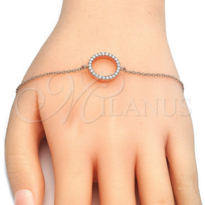 Sterling Silver Bracelet — Fancy Bracelet with White Cubic Zirconia Polished Rose — main product view — SKU 125937 | Plata 925 brazalete — elegante Bracelet with blanco Cubic Zirconia pulido Rose — SKU 125937