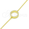 Sterling Silver Fancy Bracelet, with White Cubic Zirconia, Polished, Golden Finish, 03.336.0044.2.07 (02 MM Thickness, 7 Inches Length)